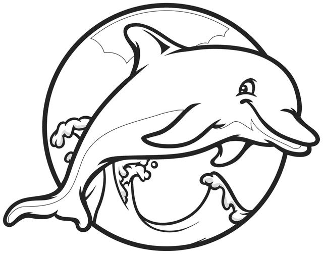 Funyy dolphin coloring pages