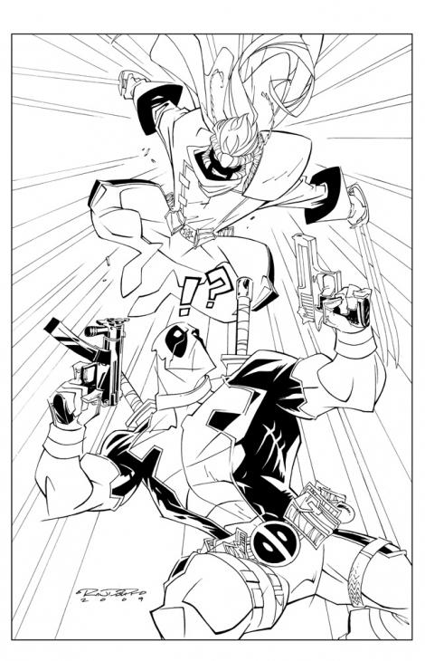 Deadpool in Action Coloring Pages