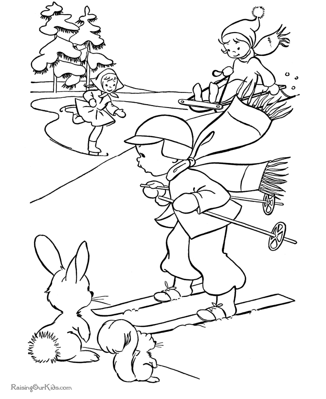 kids-activities-in-winter-coloring-pages