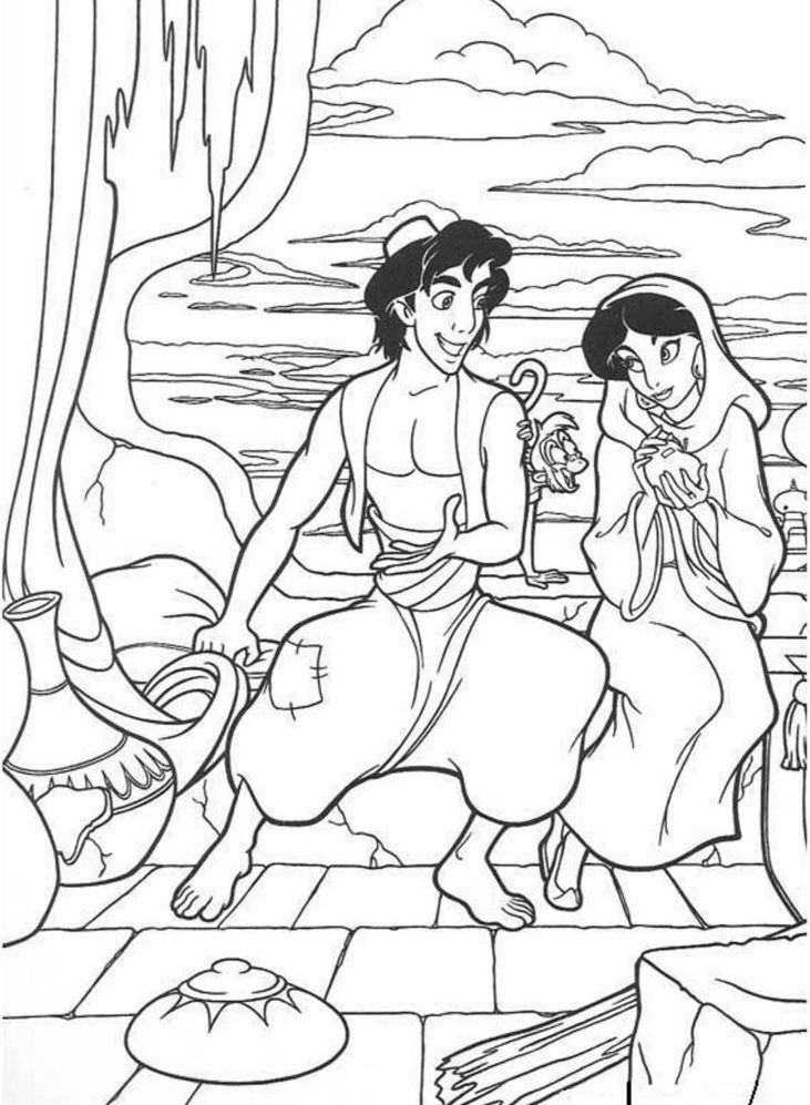 Aladdin-and-jasmine-Coloring-Pages