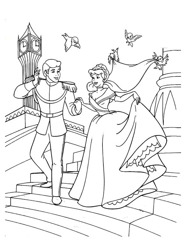 the-cinderella-and-the-prince-down-the-stairs-coloring-pages