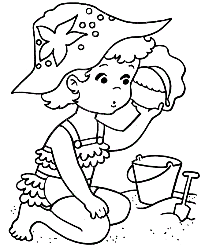 a-gril-in-beach-coloring-pages