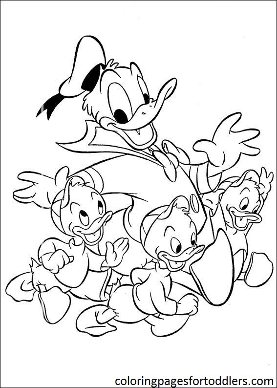 donald-duck-and-her-nephews-coloring-pages
