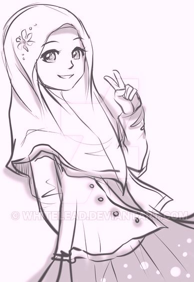 muslim anime hijab muslimah coloring drawing deviantart allah insya islamic meet again until gambar cartoon cute islam getdrawings advertisement draw