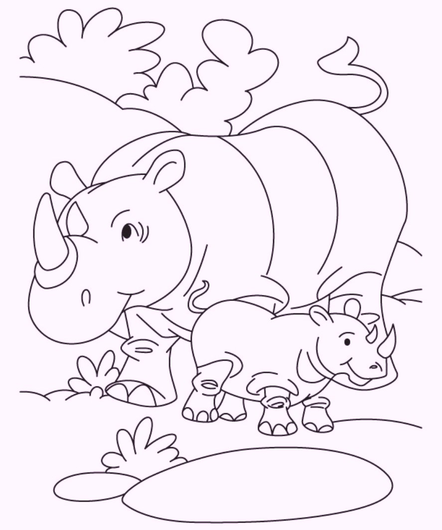rhino-and-babies-coloring
