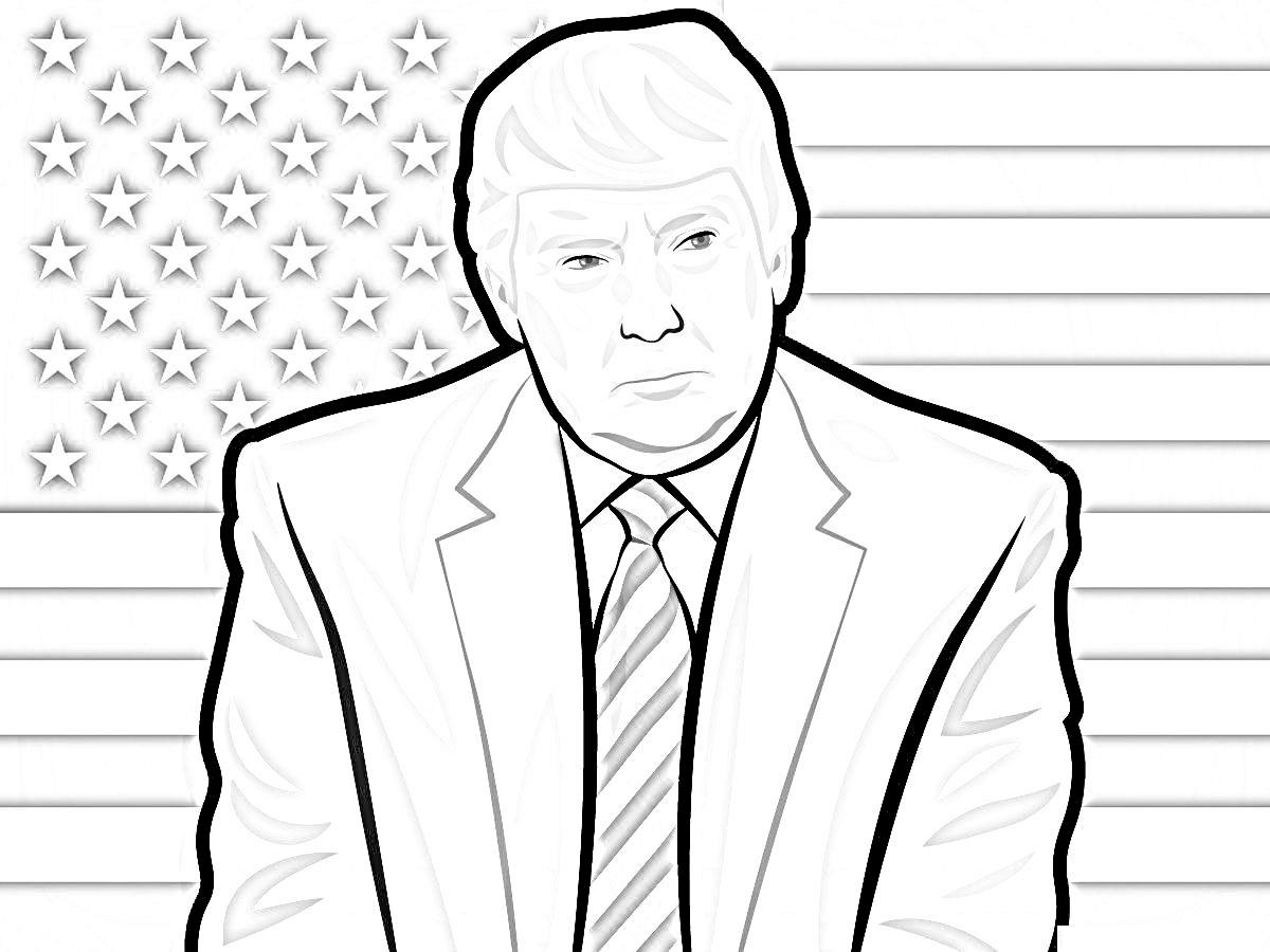 donald-trump-with-american-flag-background-coloring-page