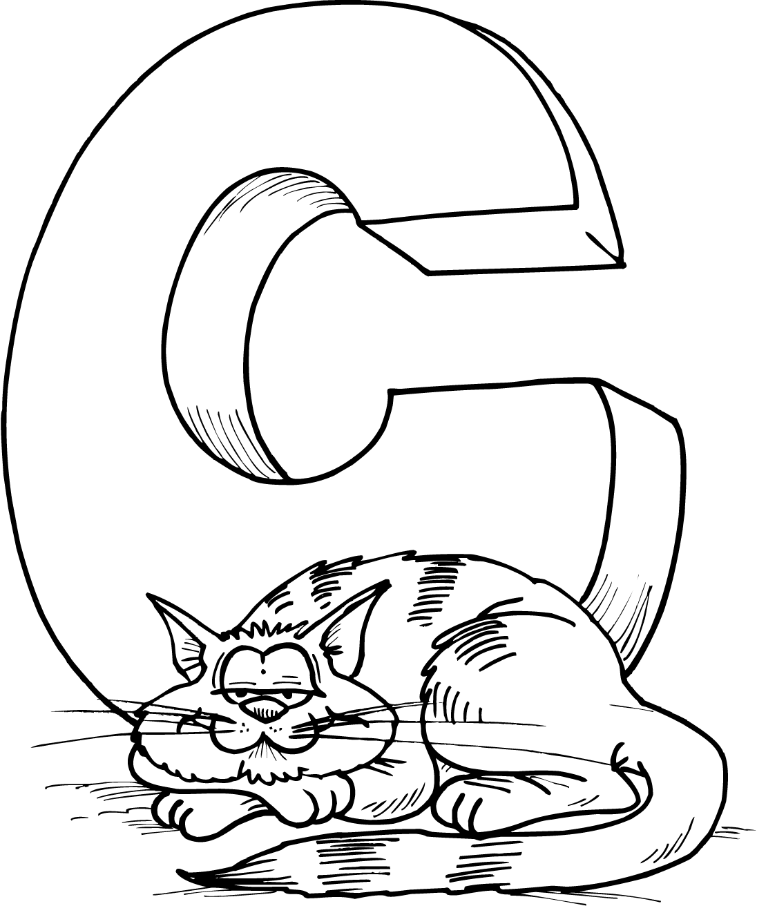 letter-C-for-Cat-colouring-page