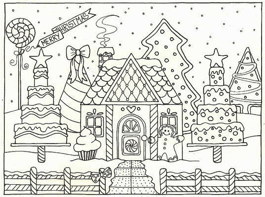 Gingerbread House Cake Coloring Pages