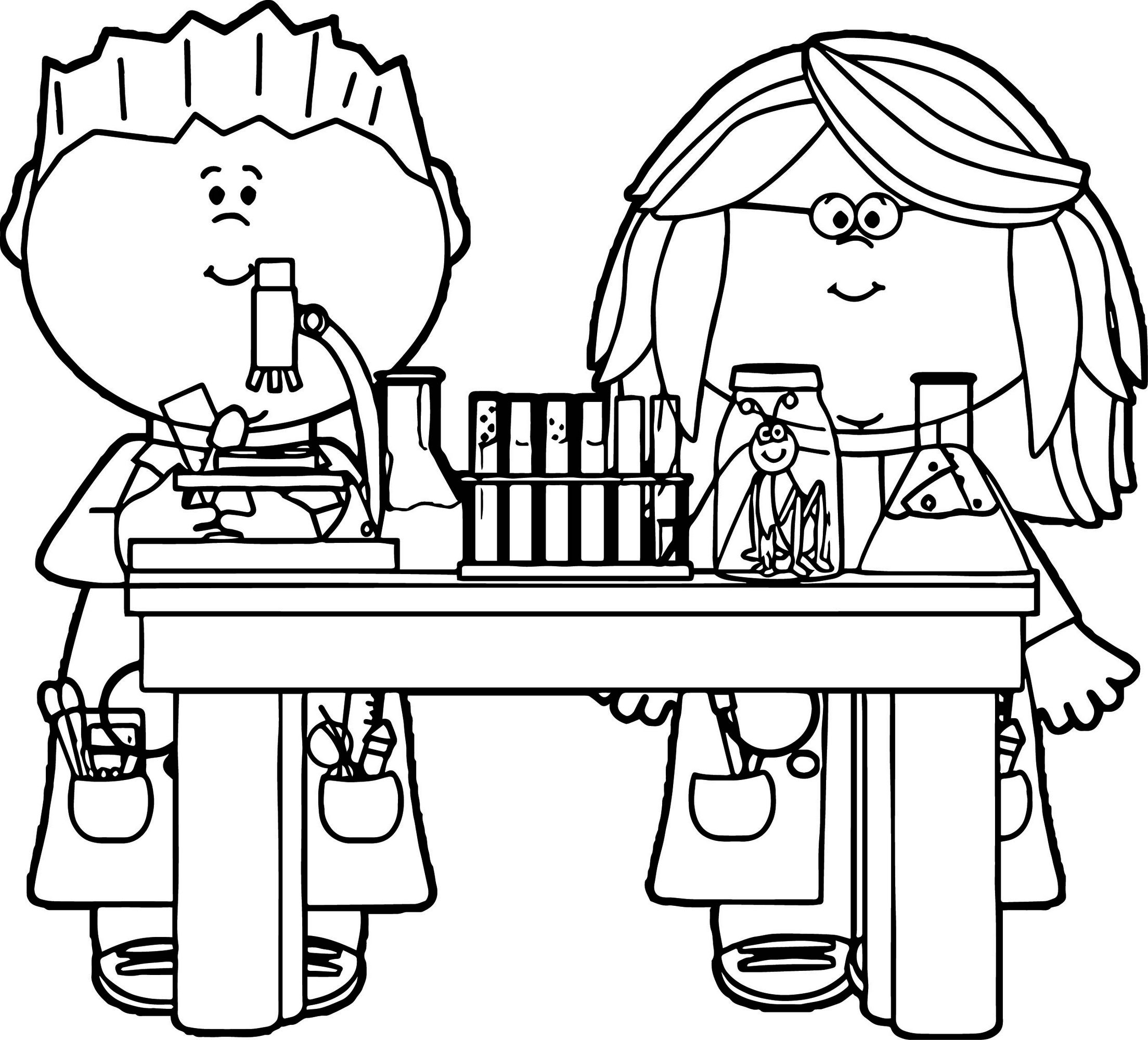 Kids In Science Class Coloring Page Printable
