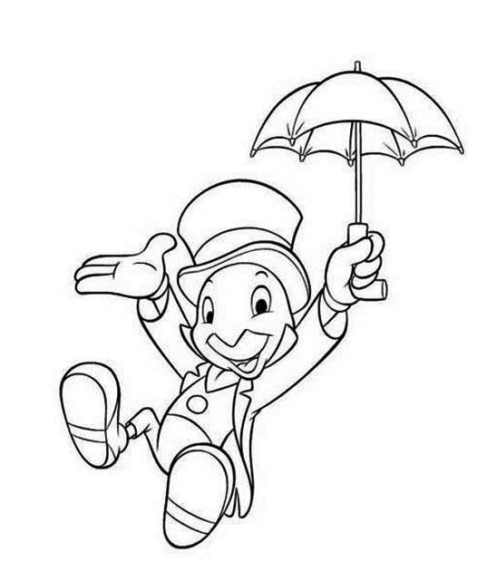 Pinocchio Character Jiminy Cricket Coloring Pages Disney