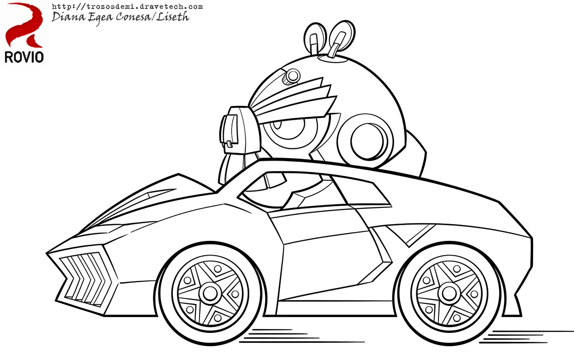 Angry Bird Transformers Bumblebee And Racing Car Illustration Pages