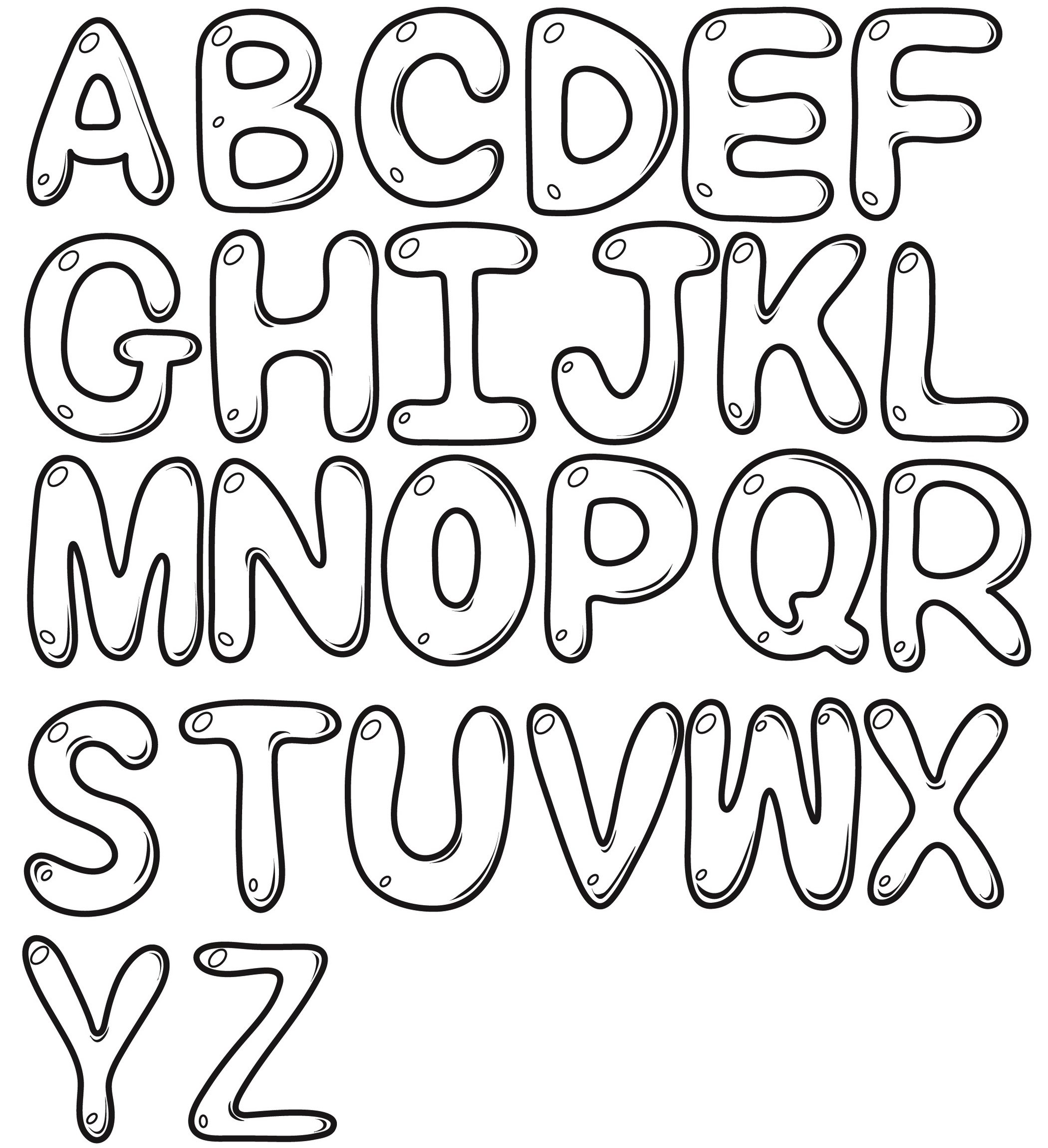 Draw Font Bubble Letters Coloring Page