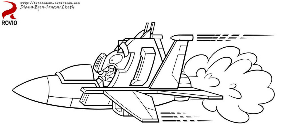 Flight Of Angry Bird Transformers Bumblebee Coloring Pages