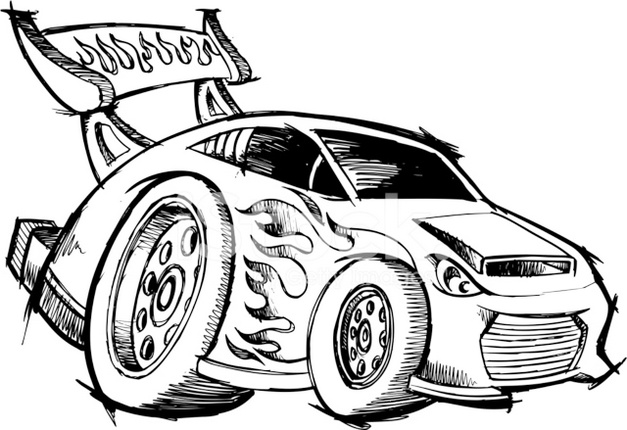 Hot Rod Race Car Coloring Page Printable