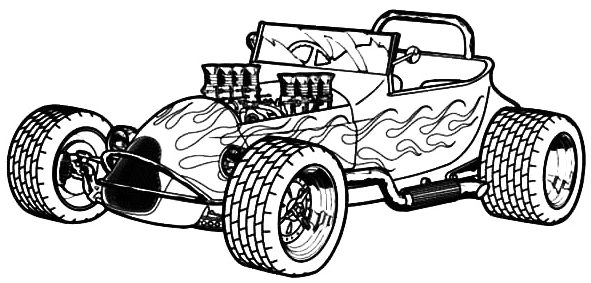 Hot Rod Sporty Car Coloring Page