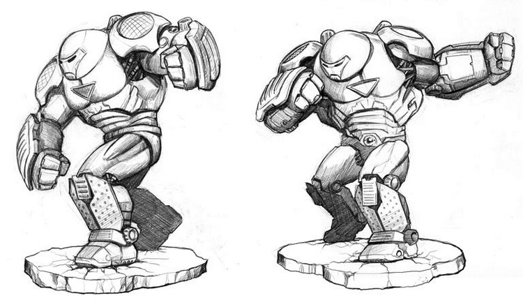Ironman Hulkbuster Drawing Black And White