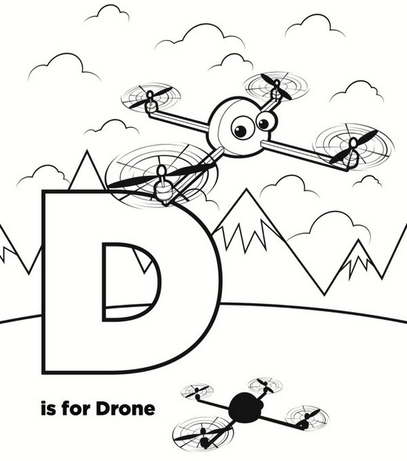 Letter D For Drone Coloring Page
