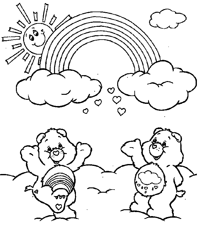 Bear And Rainbow Coloring Page For Kids