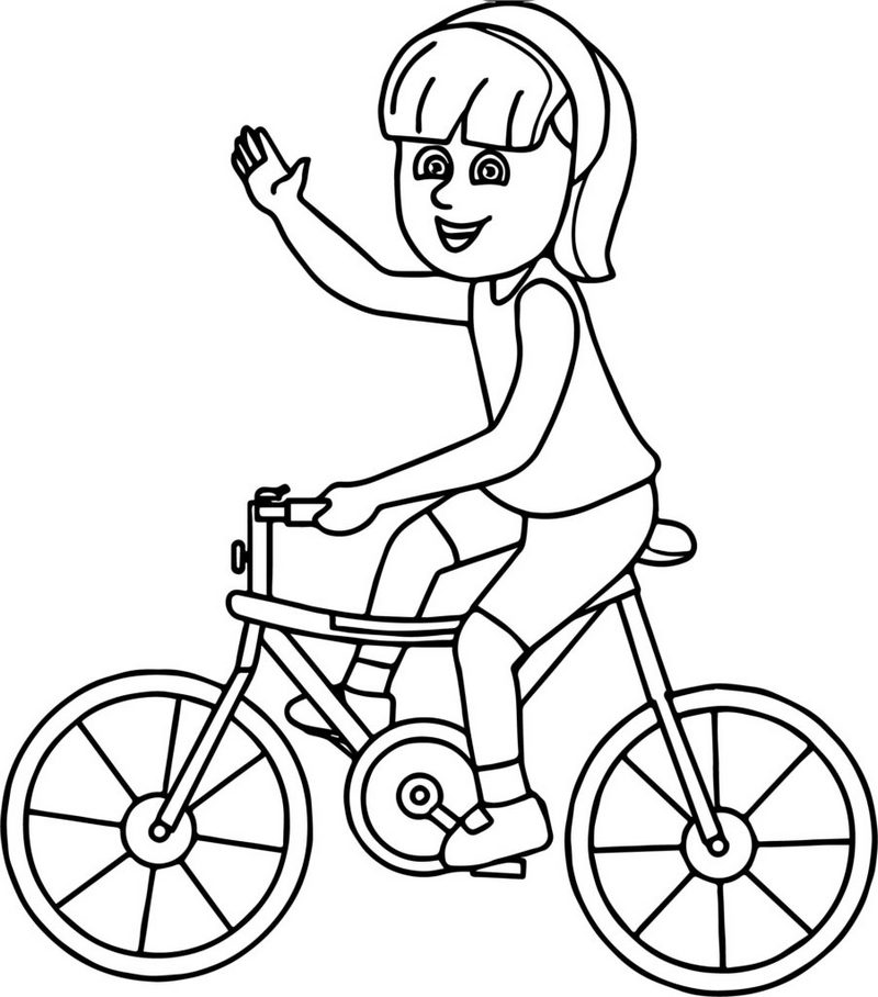 Bike And A Girl Coloring Page