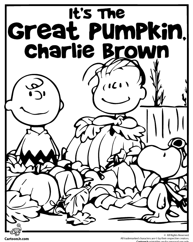Charlie Brown Halloween Pumpkin Coloring Page