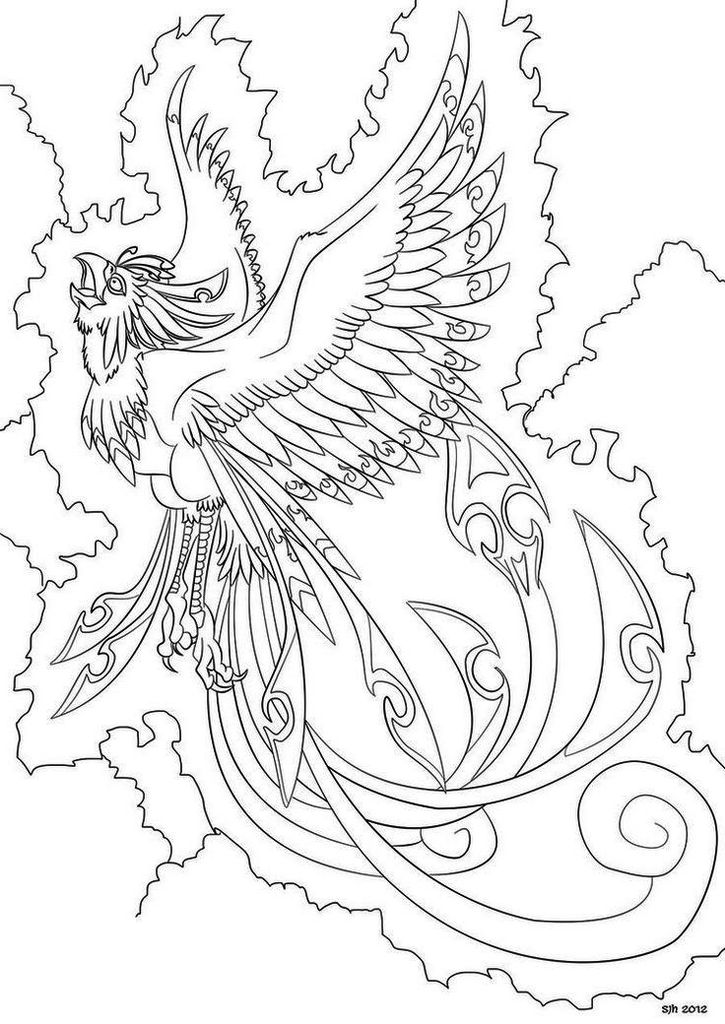 Phoenix Bird Coloring Page Printable