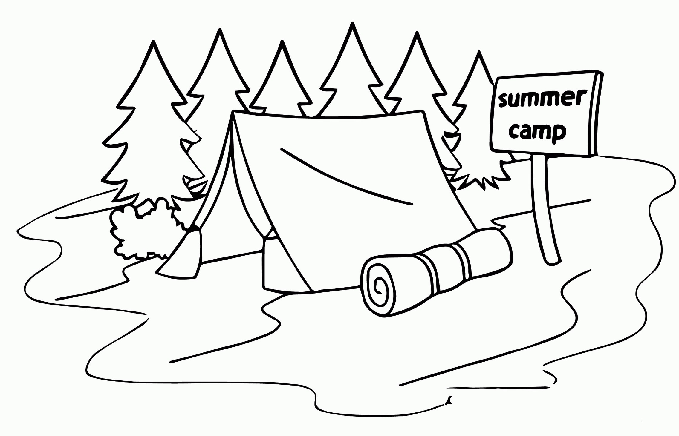 Summer Camp Tent Coloring Page For Kids