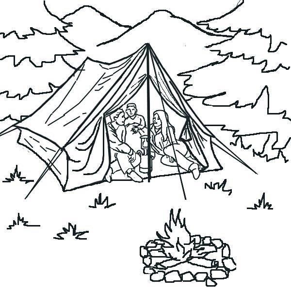 Tent In Forest Coloring Page