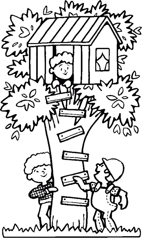 Tree House Coloring Pages For Kids