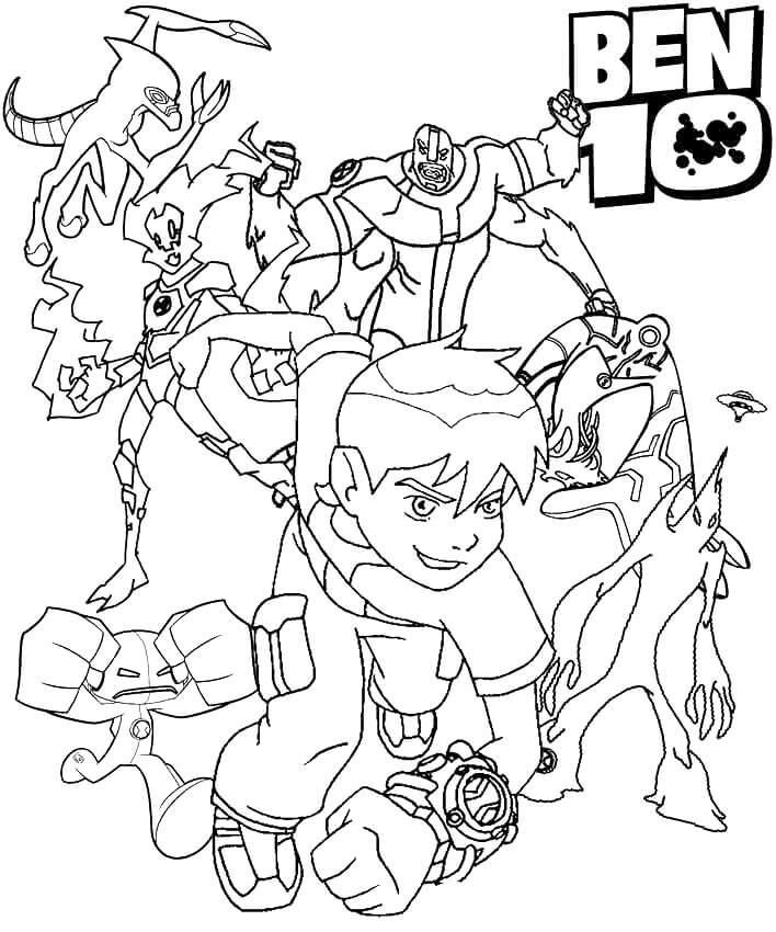 Ben 10 Characters Coloring Pages