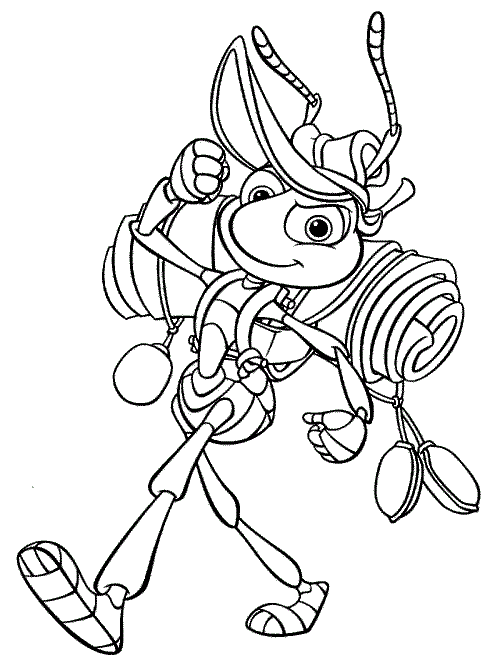 Flik of a bugs life backpacker coloring page