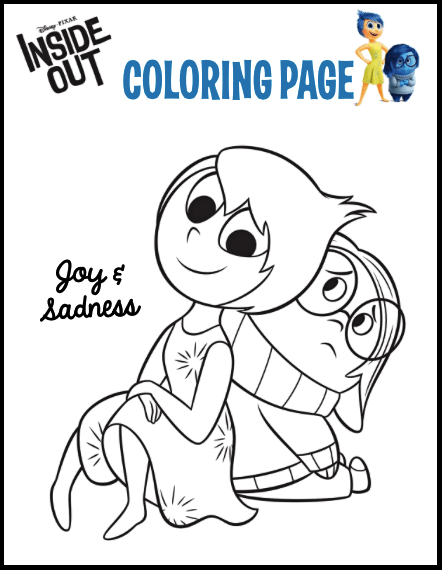 Joy and Sadness from Inside Out Coloring Sheet