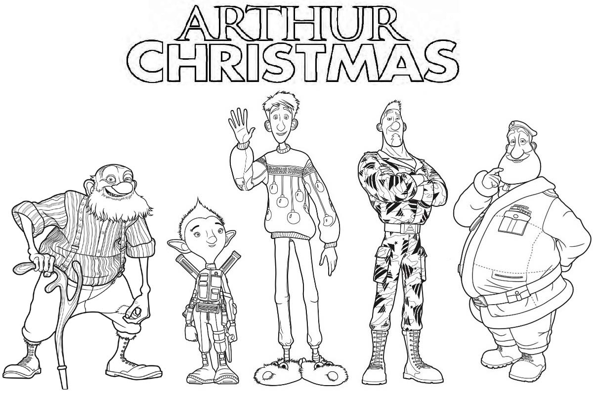 arthur christmas characters coloring page
