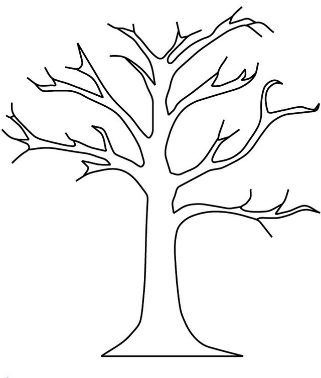 bare tree coloring and drawing page