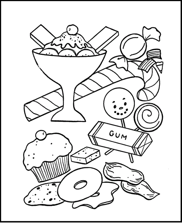 Candy And Gum Coloring Pages