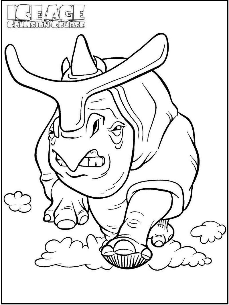 carl rhino ice age coloring pages