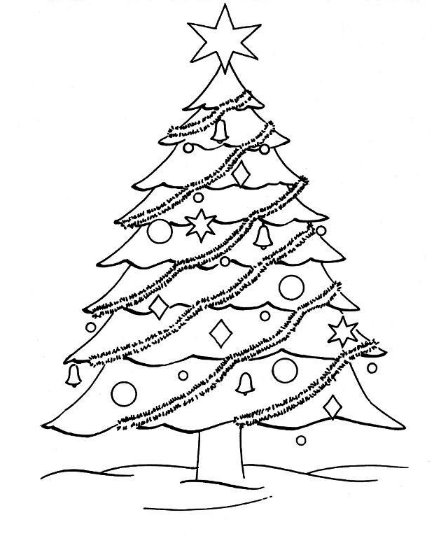 christmas tree coloring and drawing page