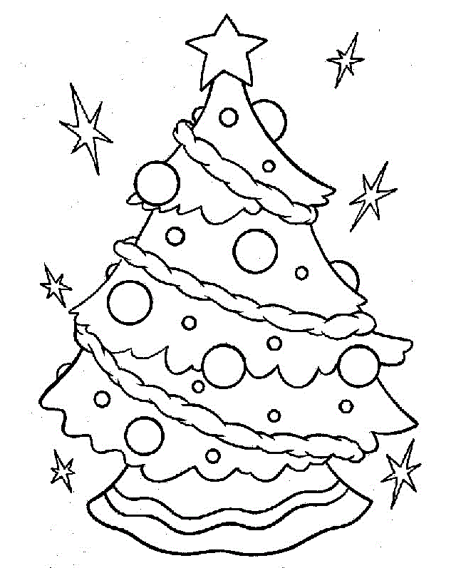 christmas tree coloring and sketch drawing