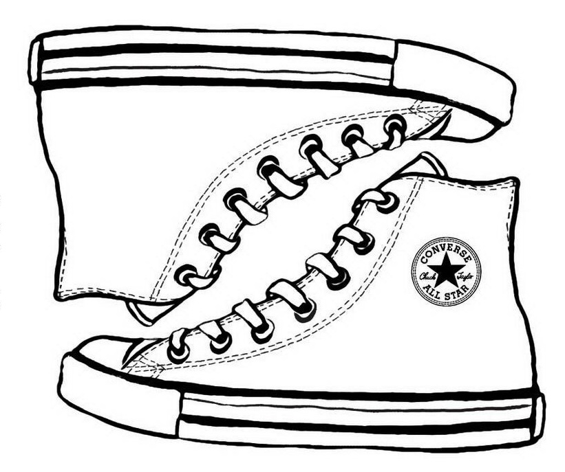 Converse Sketch Drawing Coloring Page Shoes