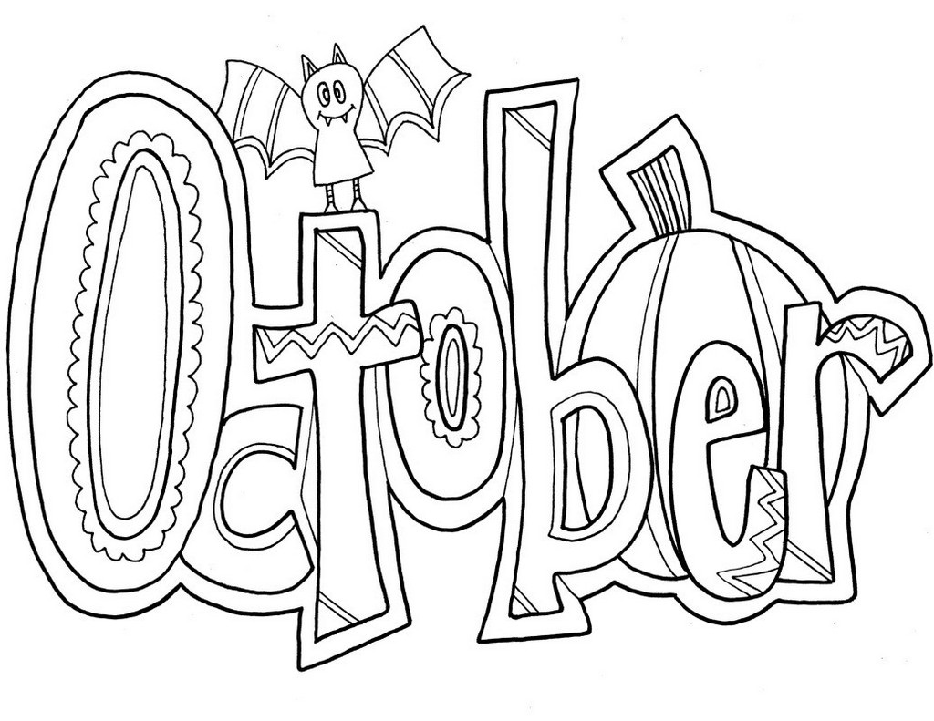 october month of the year coloring page