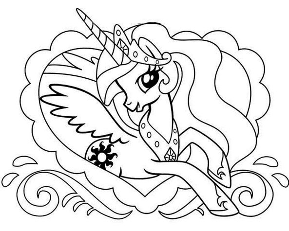 Princess Celestia Alicorn Pony Coloring Pages