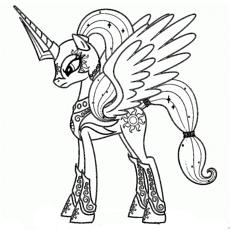 Princess Celestia Pegasus Unicorn Pony Coloring Sheets