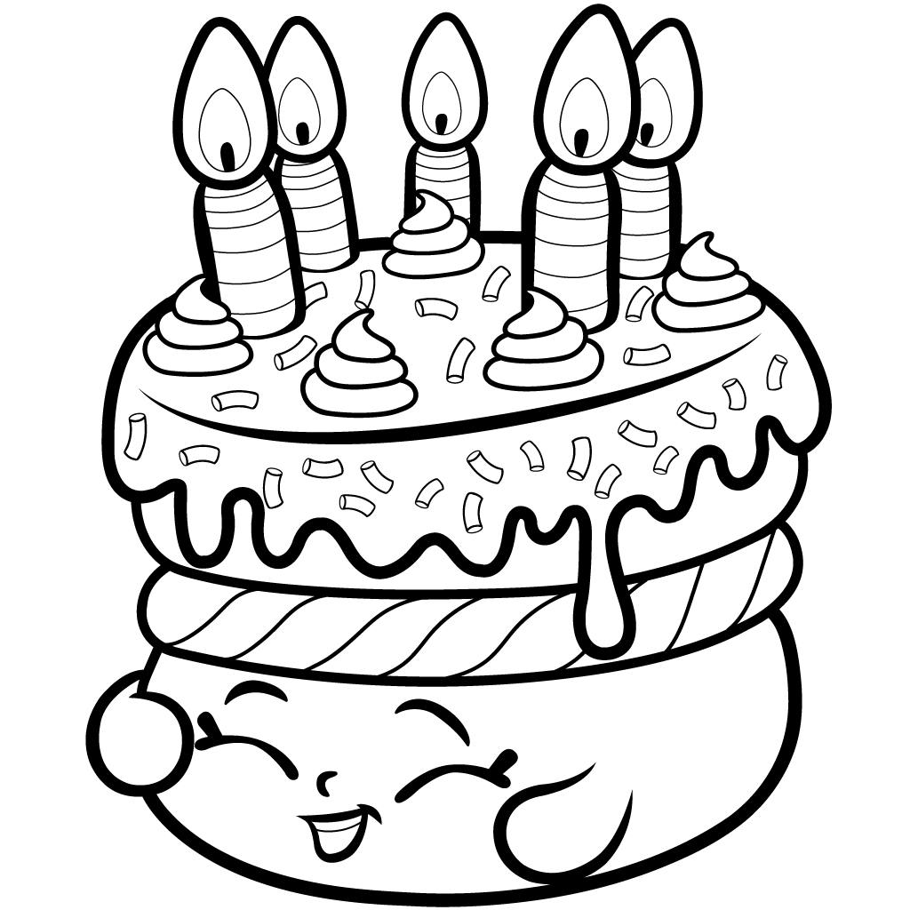 Shopkins Brithday Cake Coloring Pages