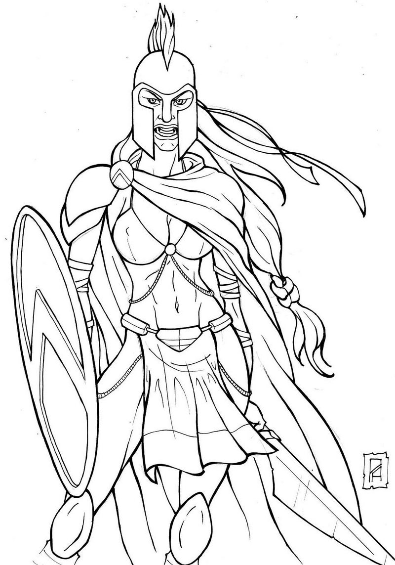 Spartan Girl Coloring Page