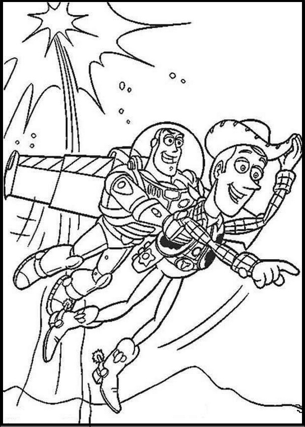 toy story buzz lightyear and woody coloring page