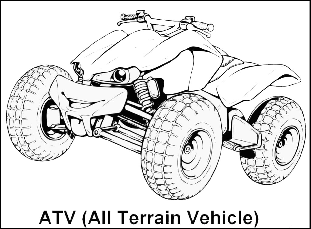 4 wheeler ATV All Terrain Vehicle Coloring Sheet