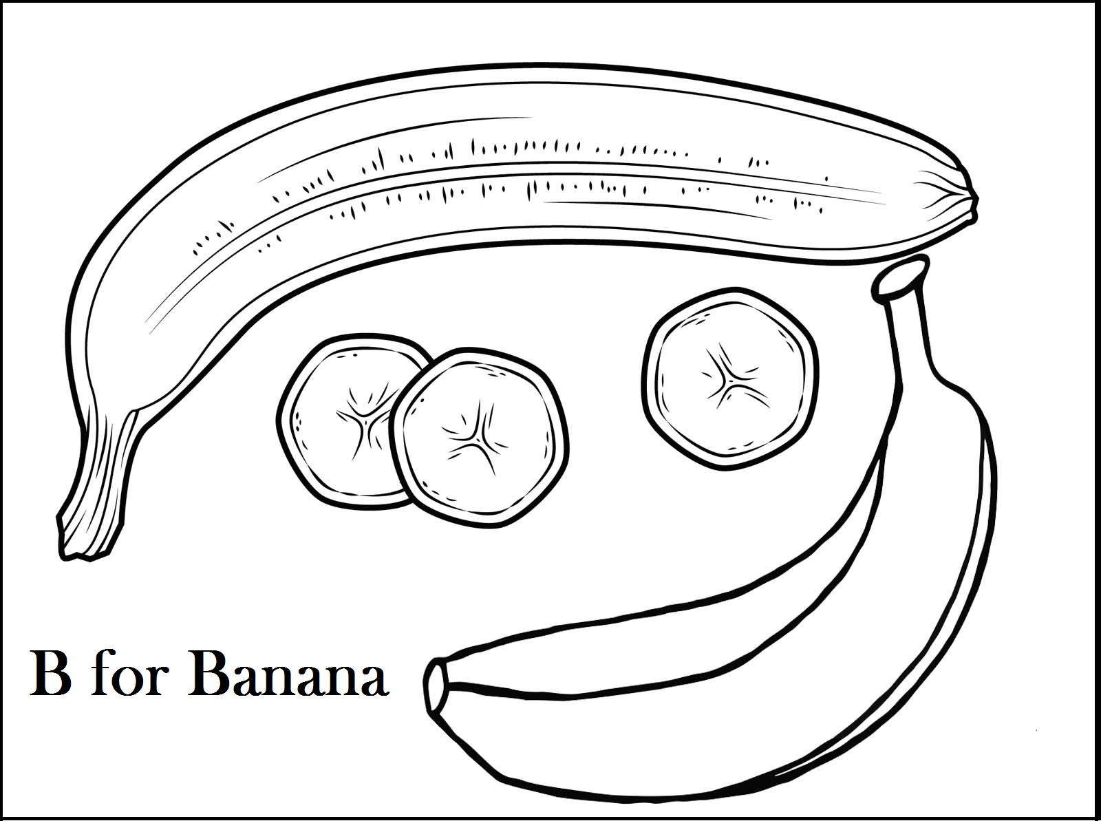 B for Banana Coloring Page