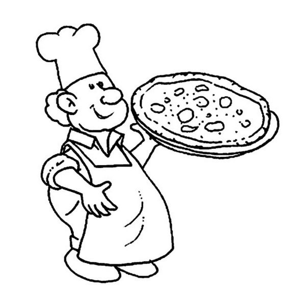 Chef Making Pizza Coloring Pictures