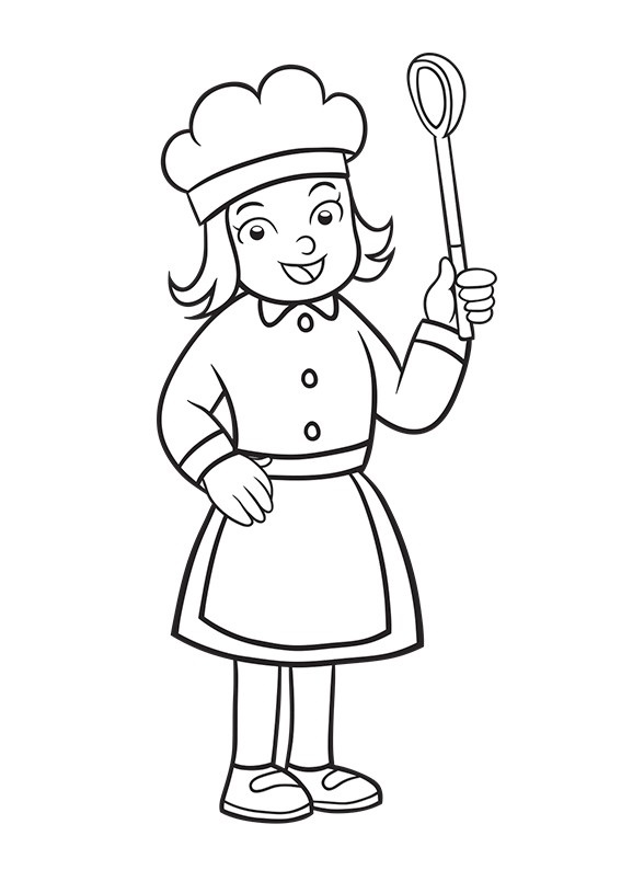 Girl Chef coloring sheet for kids