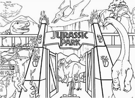 Jurassic park with dino coloring sheet