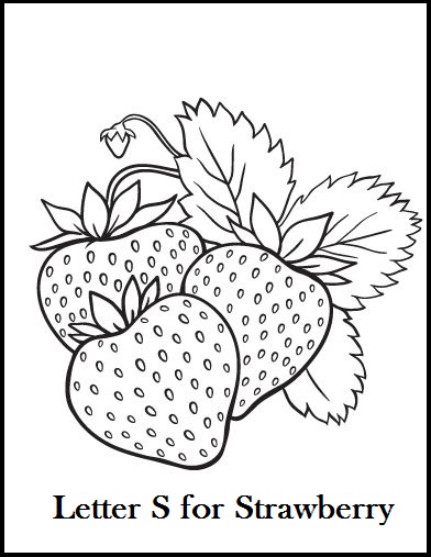 Letter S for Strawberry coloring page